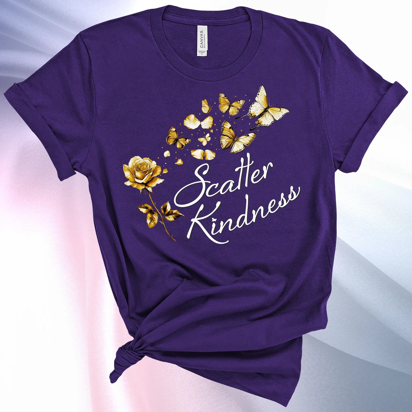 Team Purple colored Scatter Kindness T-Shirt for women, radiate positive vibes and make your world a little brighter!