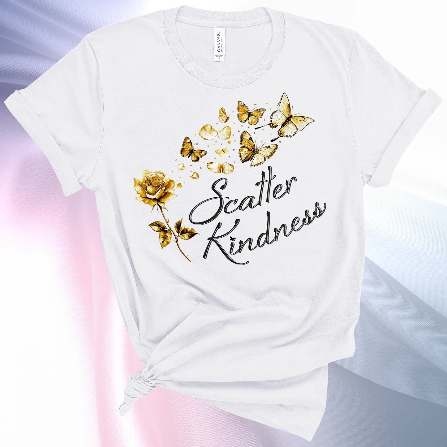 White colored Scatter Kindness T-Shirt for women, radiate positive vibes and make your world a little brighter!